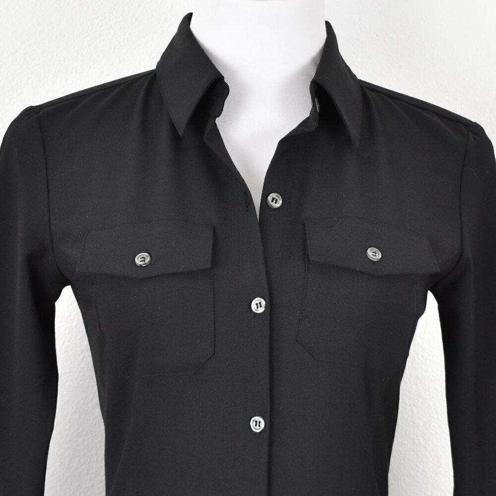 Club Monaco Wool Button Front Sheath Shirt Dress - 0 - Picture 2 of 8